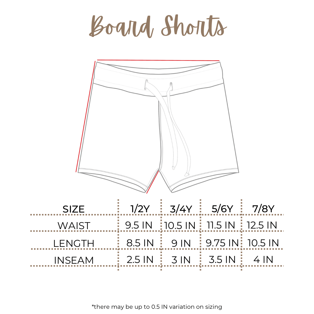 Tinyt Roots Board Shorts Size Chart