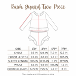 Rash Guard Two Piece Swimsuit Size Chart